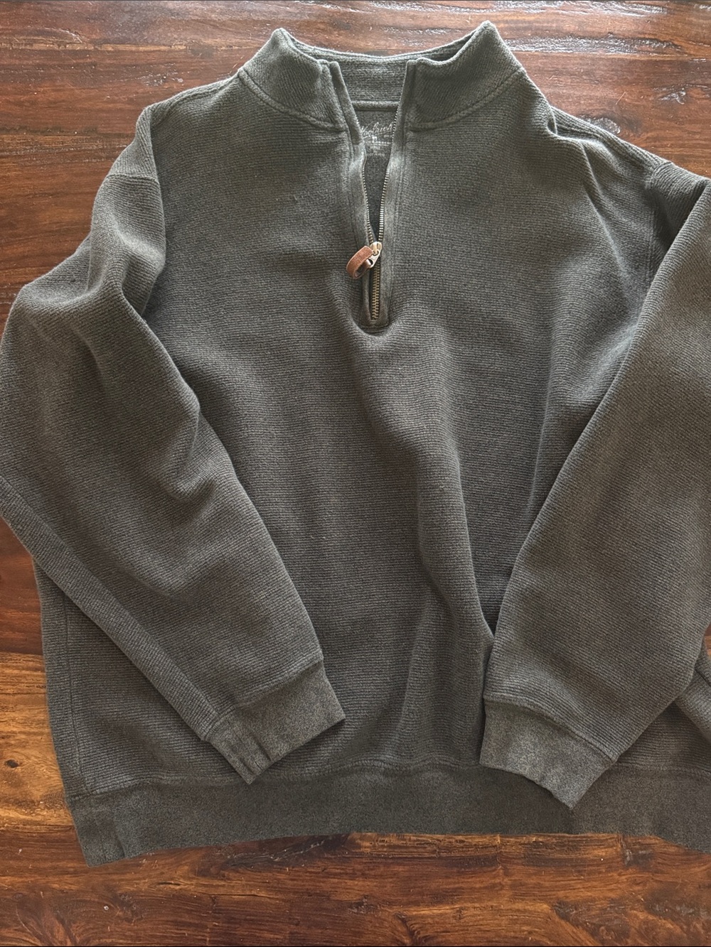 Woolrich Men's Olive Green Quarter-Zip Waffle Knit Pullover